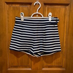 J. Crew Blue and White High Waist Shorts with Nautical Stripes